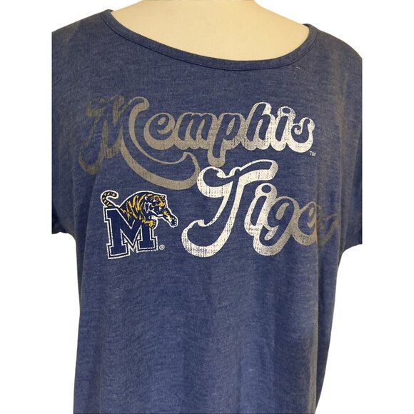 NEW Memphis Tigers UM Colosseum Secrets SS Blue Distressed Tee T Shirt Womens M - Picture 2 of 8